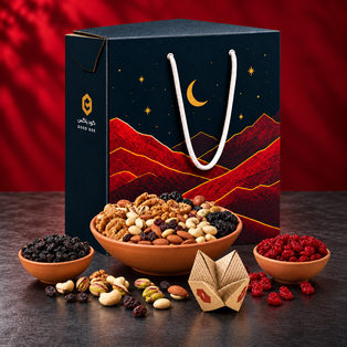 Navy gift box with nuts and fruit پک هدیه هزار و یک شب - Image 1
