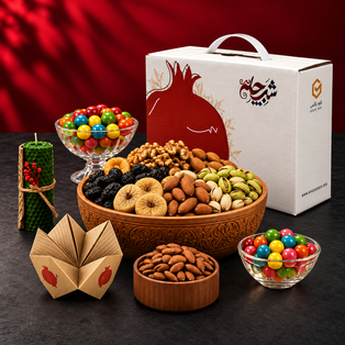 Pomegranate Gift Box with Festive Treats پک هدیه نیلگون - Image 1